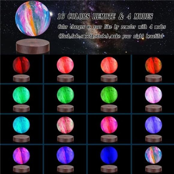 Levitating Moon Lamp Floating and Spinning in Air Freely with 16 Colors - Picture 9 of 14